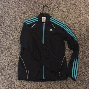 Adidas black and blue windbreaker track jacket